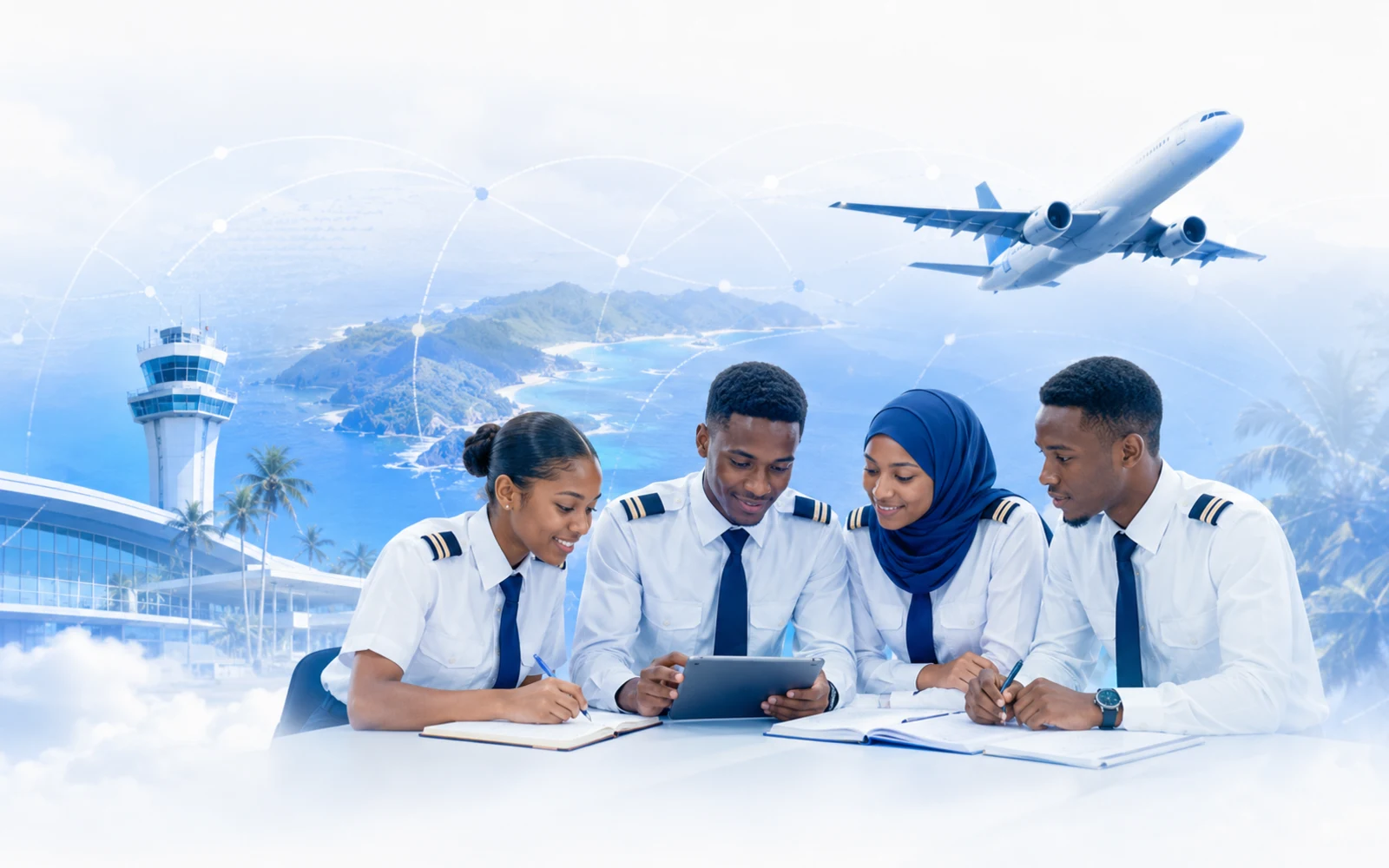Students at an aviation training academy in the Comoros